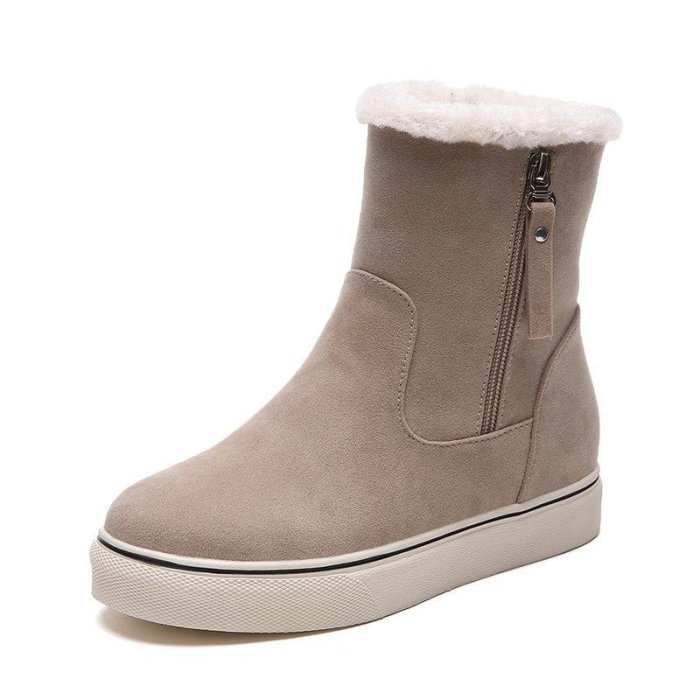 NEW! Women's PU Flat Heel Snow Boots Round Toe With Zipper shoes -boots