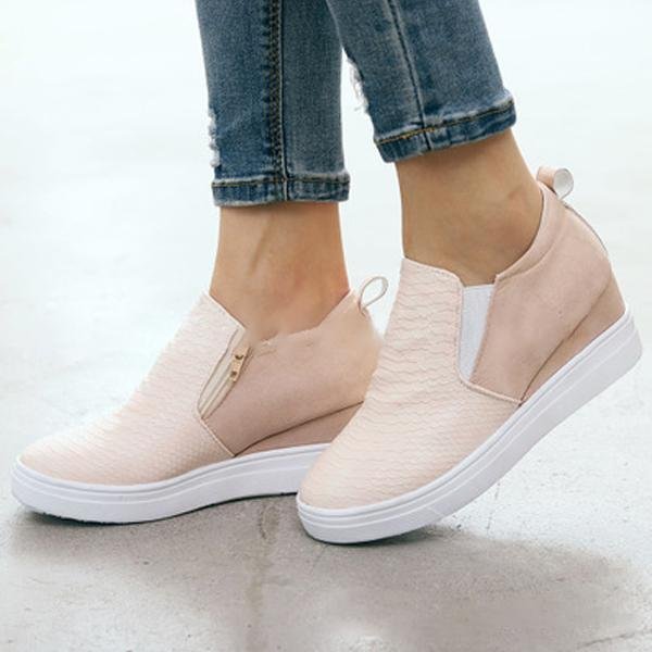 Women Fashion Wedge Sneakers Solid Color Comfortable Shoes -boots