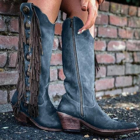 Women Cowgirl Western Slip-on Boot Shoes -boots