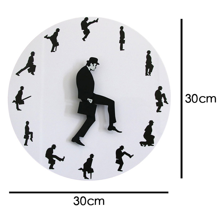 White Circle Frameless Ministry of Silly Walk Wall Clock