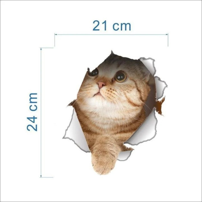 3D Vivid Cat Bathroom Toilet Sticker