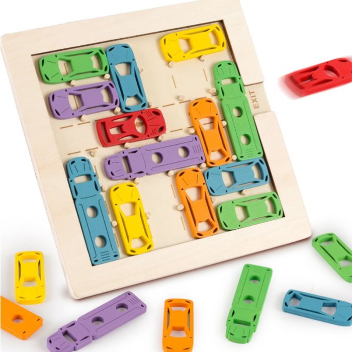 Wooden Traffic Jam Logic Game for Kids Ages 3 Years and Up