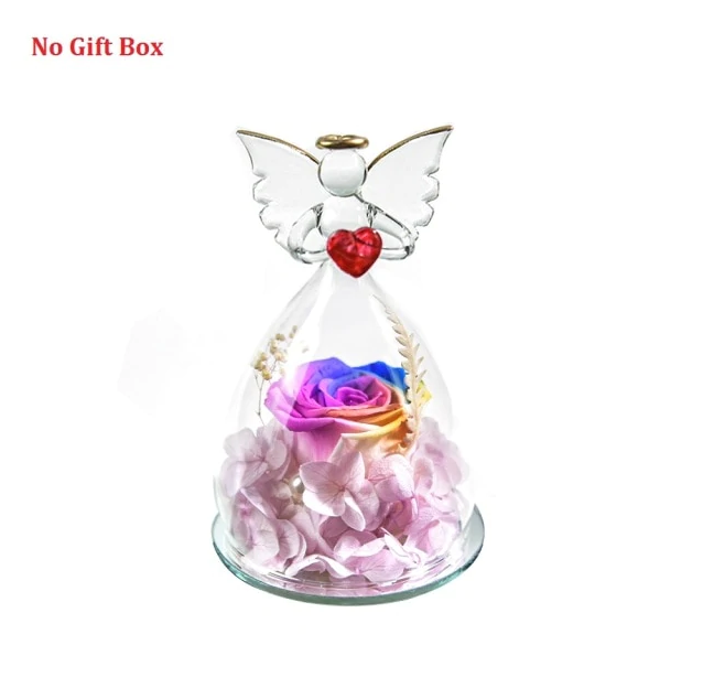 💕💕Forever Rose In Angel Glass Cover Eternal Flowers-💏Perfect Gift for Valentine's Day💏
