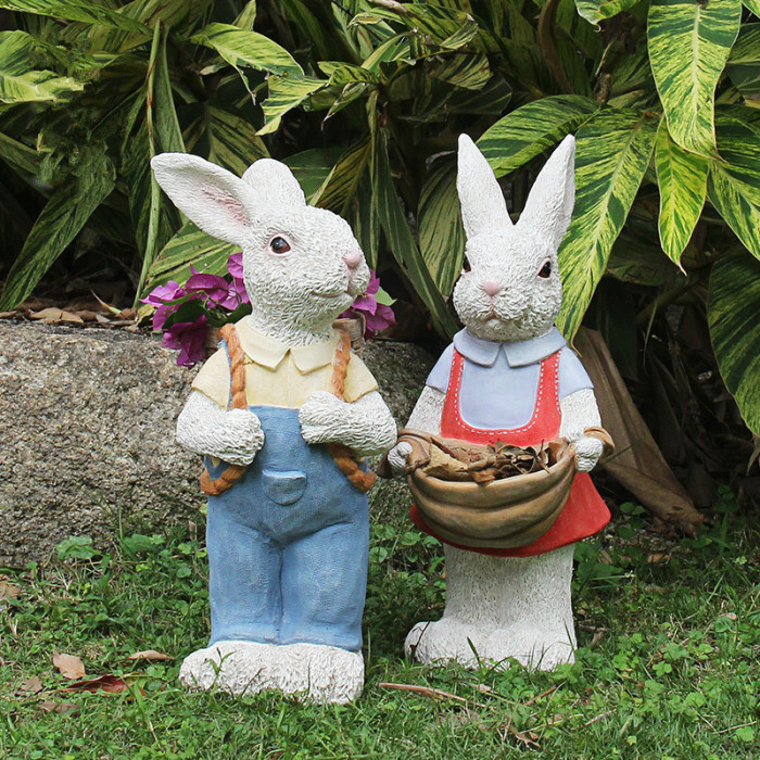 Resin Crafts Couple Rabbit Pots