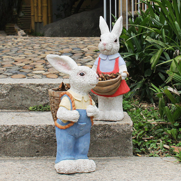 Resin Crafts Couple Rabbit Pots