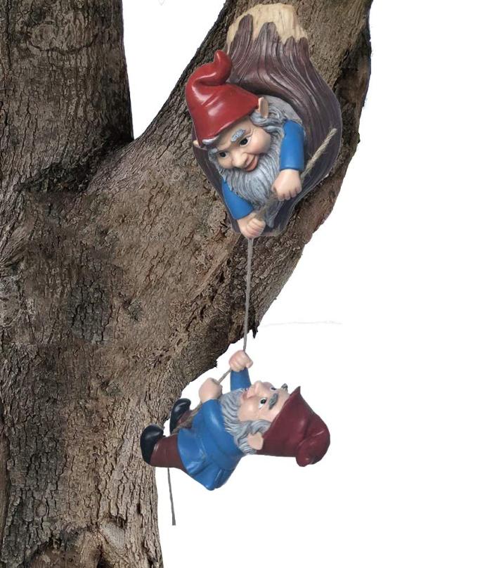 Two Fairy Elves Climbing Tree