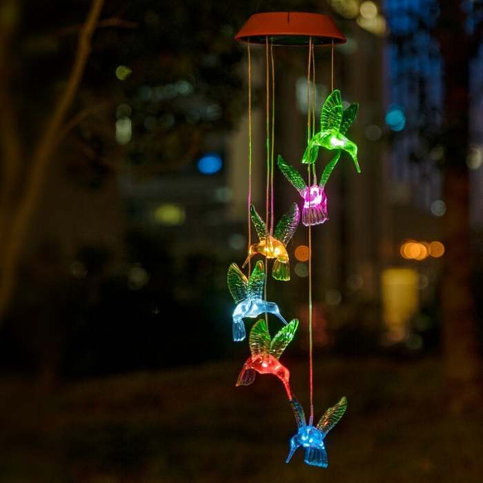 Solar-Powered Dangling Hummingbird Lights