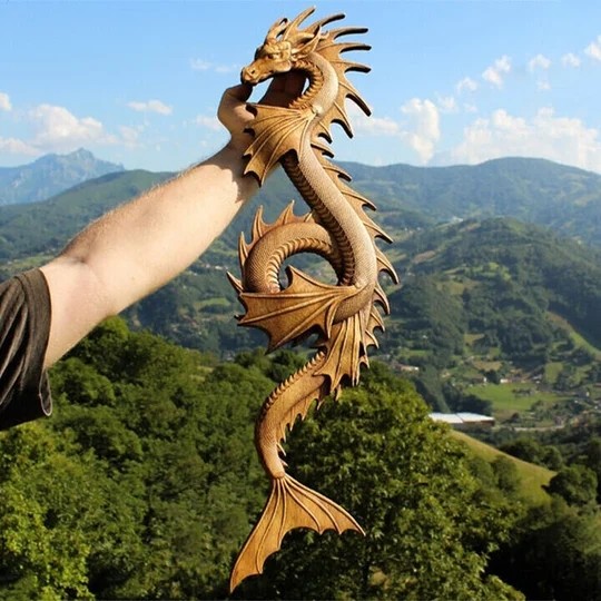 Norse Dragons Wood Carving Wall Art