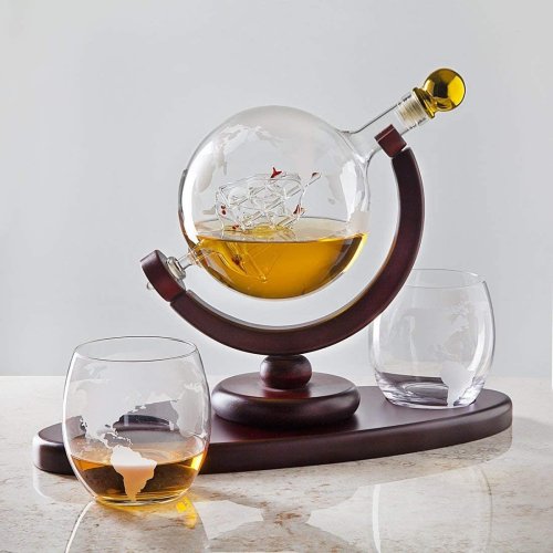 GLOBE DECANTER WITH SHIP
