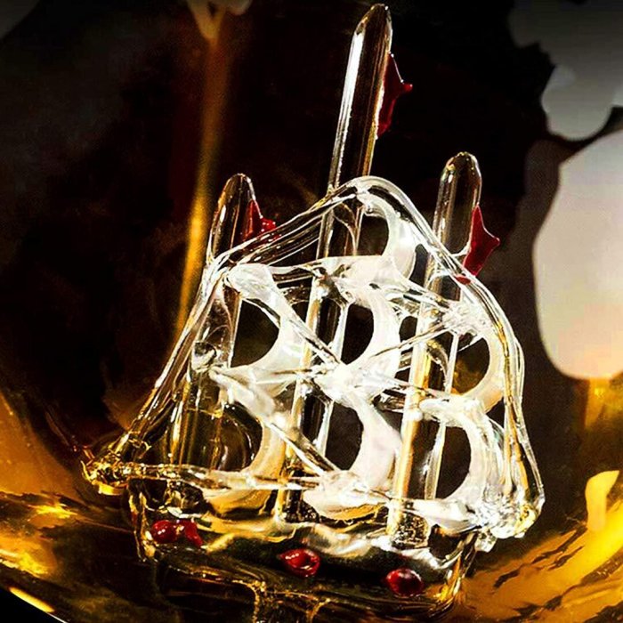 GLOBE DECANTER WITH SHIP