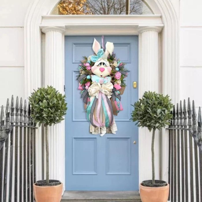 Easter Wreath for Front Door - Easter Bunny