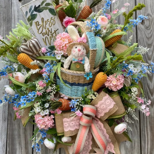 2022 New Easter Decoration - Easter Bunny Wreath For Front Door