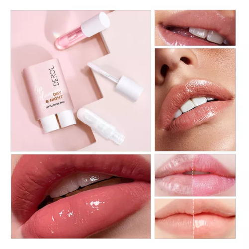 DEROL 2Pcs/SetMoisturizing Plumping Lip Gloss Instant Volumising Lips Plumper Repairing