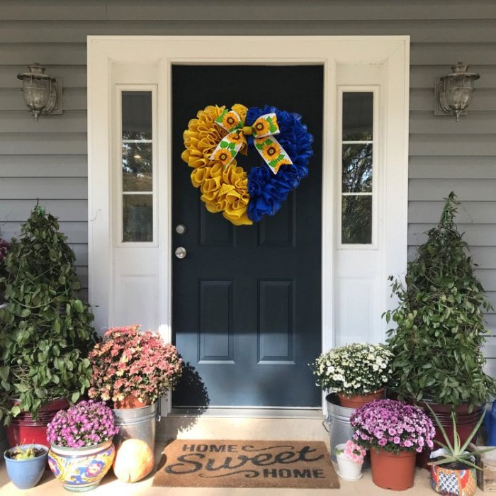 Ukraine Flag Sunflower Front Door Wreath（Stand With The Ukrainian People）✊
