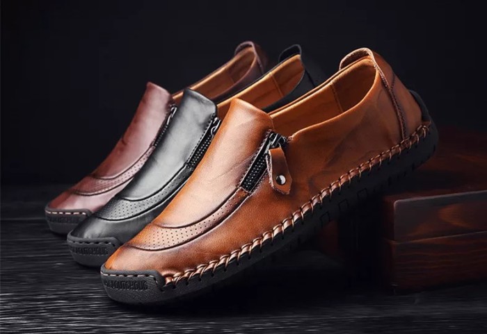 🔥Hot Sale🎁--50% OFF 🎉Mens Handmade Side Zipper Casual Comfy Leather Slip On Loafers