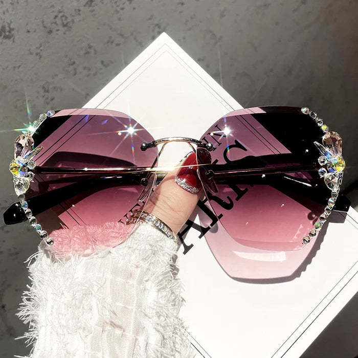 2022 Woman Rimless Diamond Sunglasses