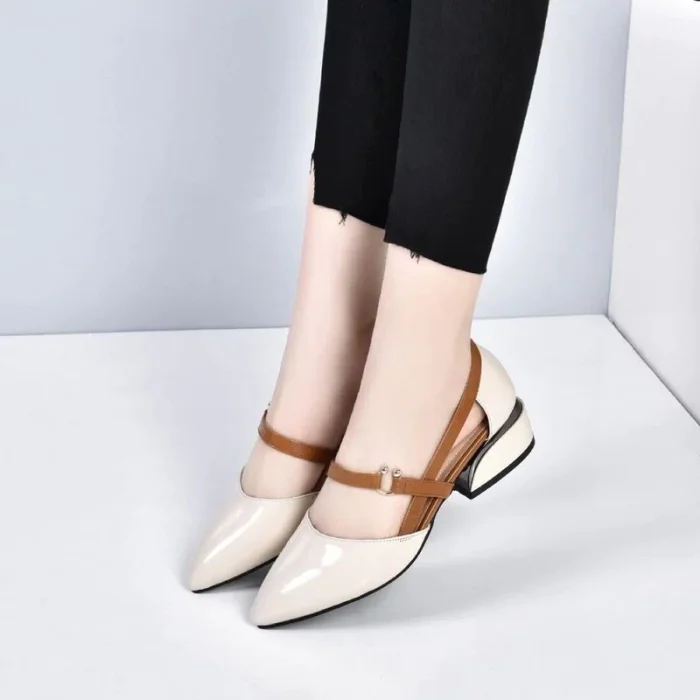 One Word Buckle Fashion Leather Shoes