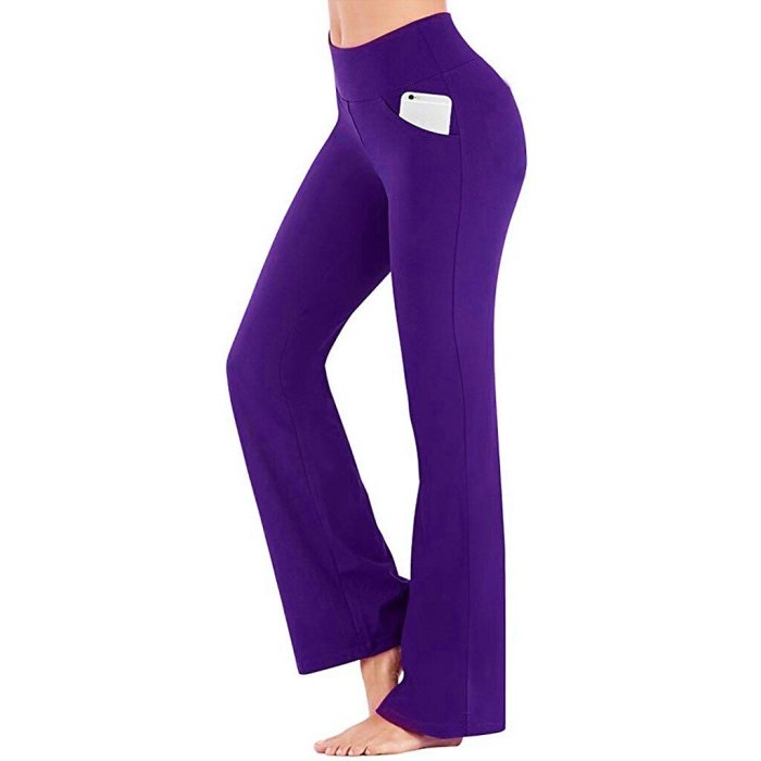 Women's High Waist Yoga Pants Bootcut Flare Leg Tummy Control 4 Way Stretch Quick Dry