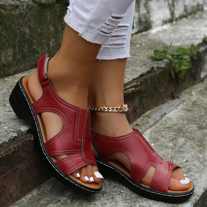 2022 Summer Women Wedge Sandals, Premium Leather Orthopedic Sandals