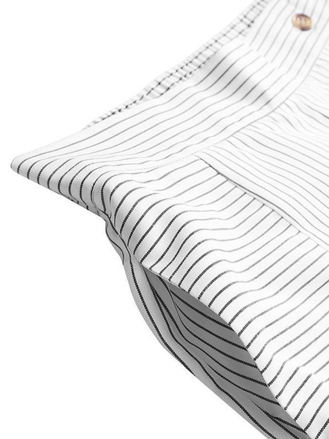 Women's Striped Print Button Culottes