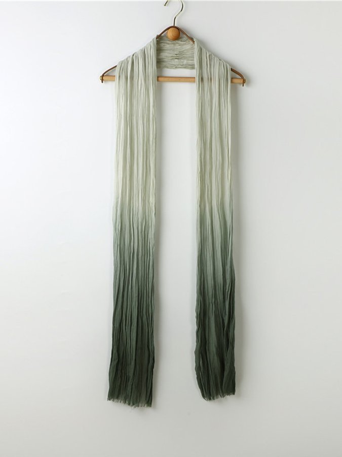 Women's Gradient Hang-Dye Crinkled Cotton And Linen Scarf