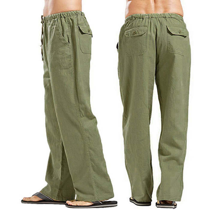 Men's Linen Large Size Pocket Trousers