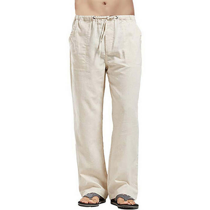 Men's Linen Large Size Pocket Trousers