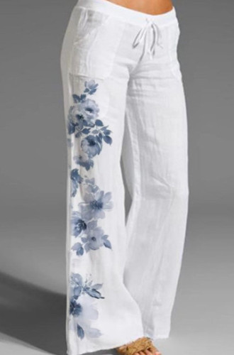 Temperament Casual Floral Flared Wide-leg Pants