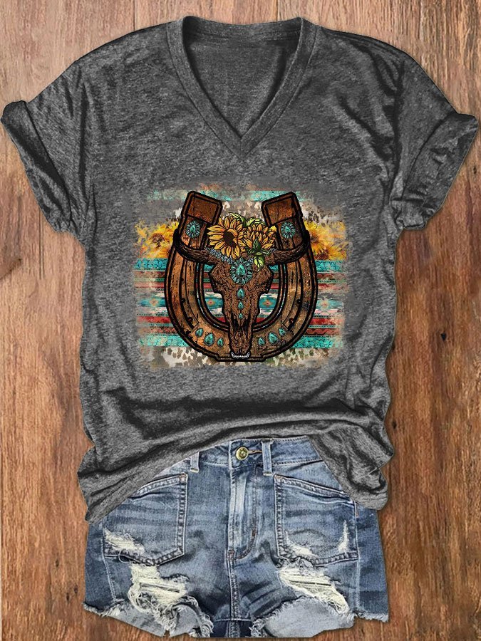 Women's Western Cowgirls Print T-Shirt