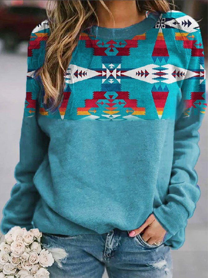 Ethnic Print Sweatshirt
