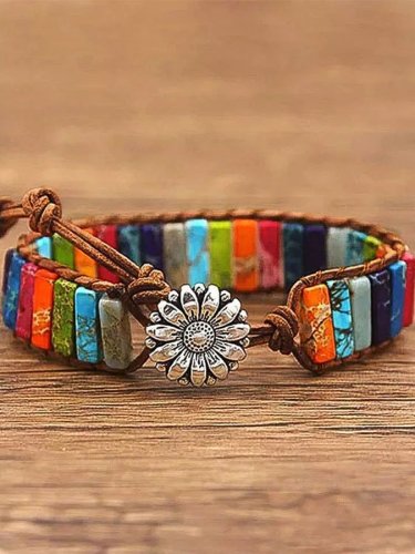 Bohemian Braided Colored Stone Bracelet