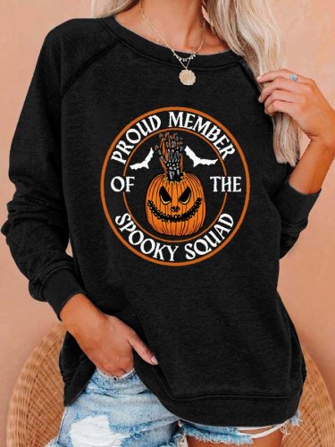 Proud Member Of The Spooky Squad Print Long Sleeve Sweatshirt