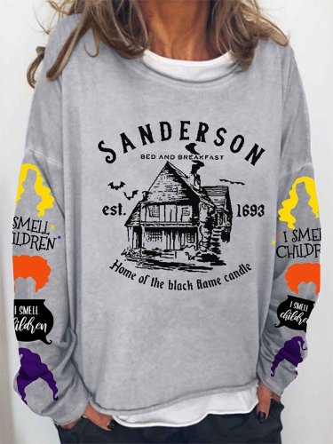 Women Halloween Sanderson Bed and Break  Print Casual Sweatshirt