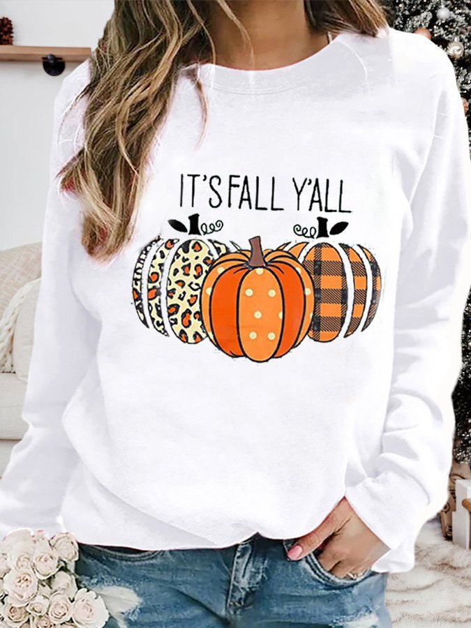 Women's Halloween IT'S  FALL Y'ALL Printed Sweatshirt