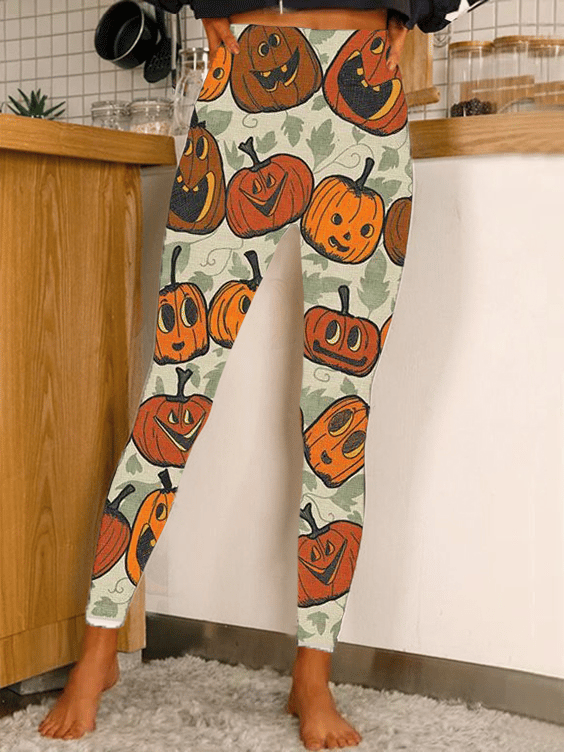 Women's Halloween Pumpkin Fun Print Leggings