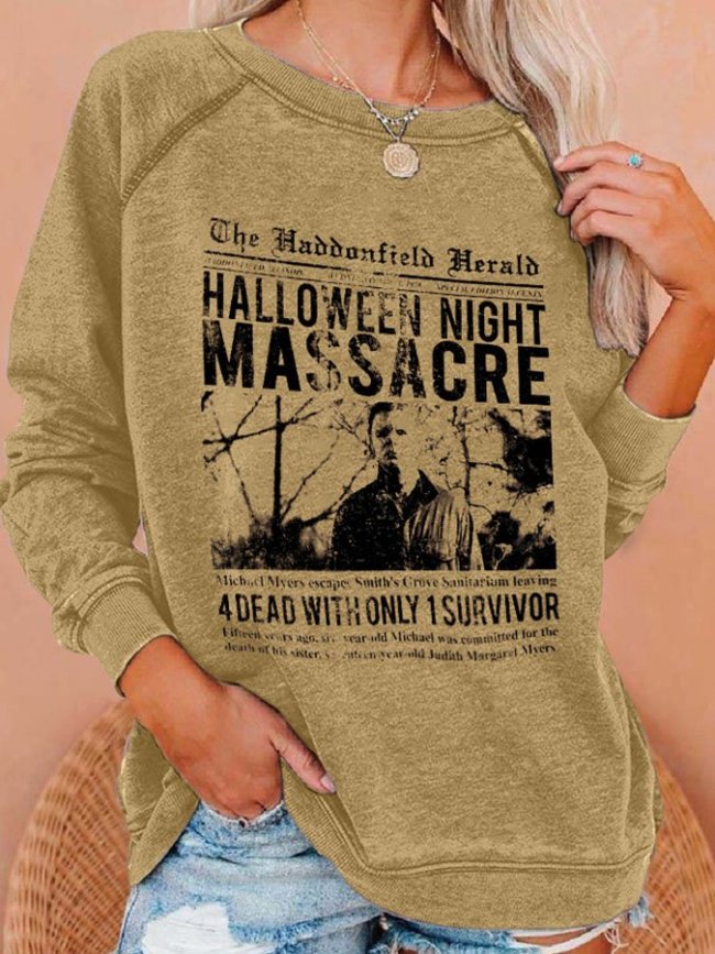 Retro Halloween Michael Myers Print Sweatshirt