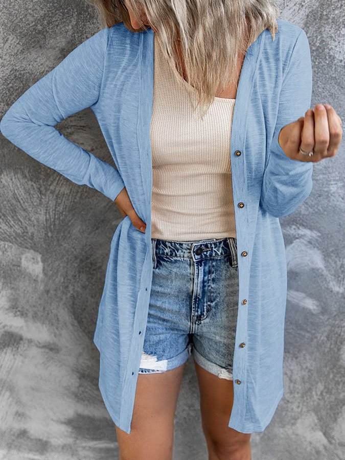 Casual Solid Color Long Sleeve Cardigan