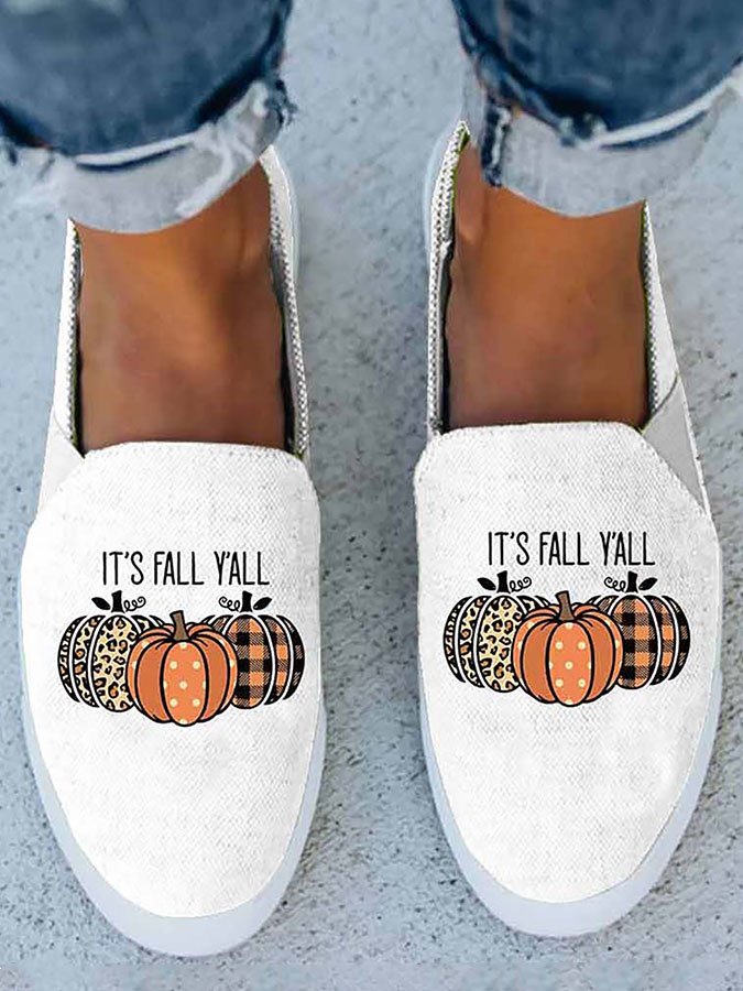 Halloween Pumpkin Plaid Casual Shoes