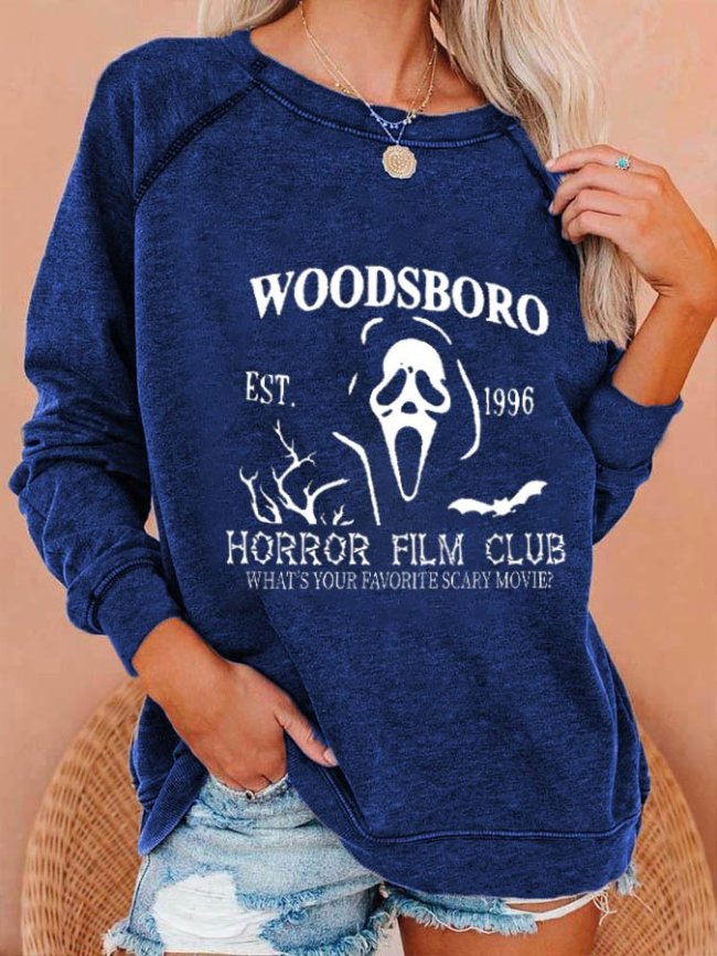 Women's Woodsboro Horror film club Print Crew Neck Sweatshirt