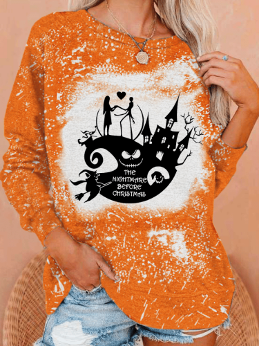 Women's The Nightmare Before Christmas Printed Raglan Sleeve Casual Sweatshirt
