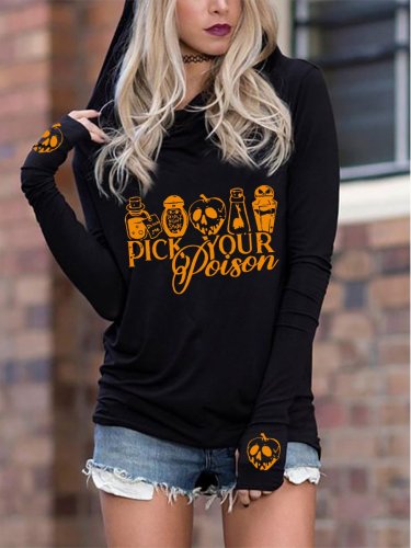 Women's Halloween Pick Your Poison Print Hoodie
