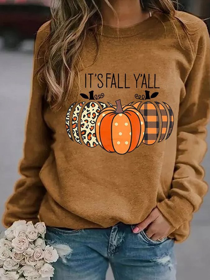 Women's Halloween IT'S  FALL Y'ALL Printed Sweatshirt