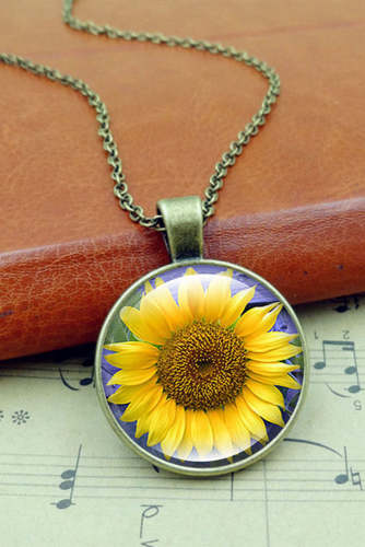 Sunflower Time Gemstone Pendant Necklace