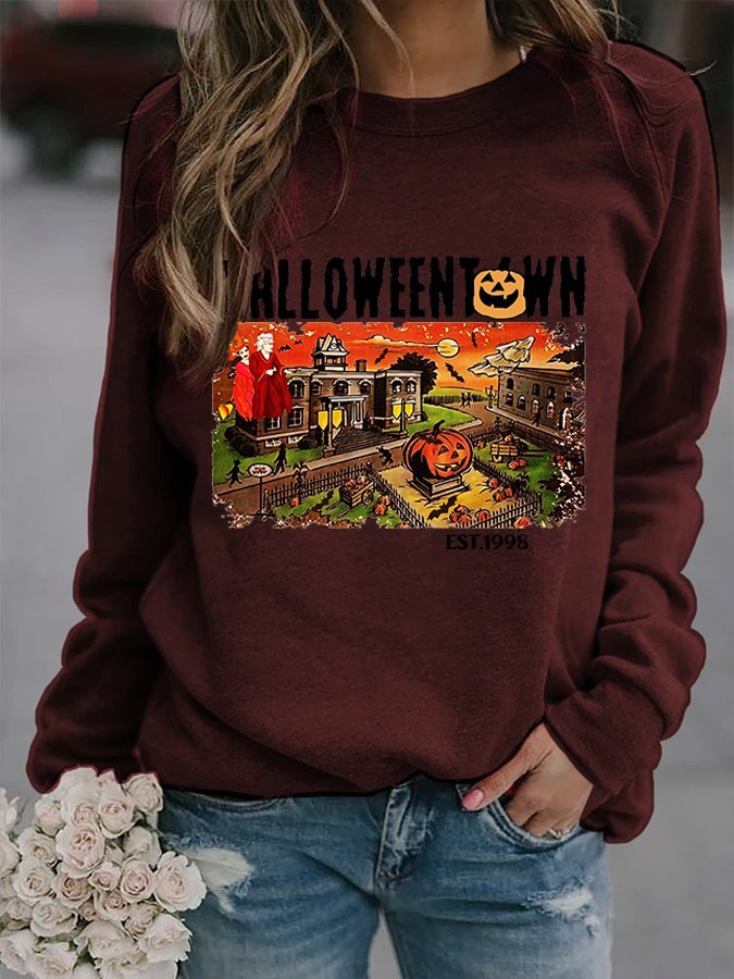 Women's Halloween Print Sweatshirt
