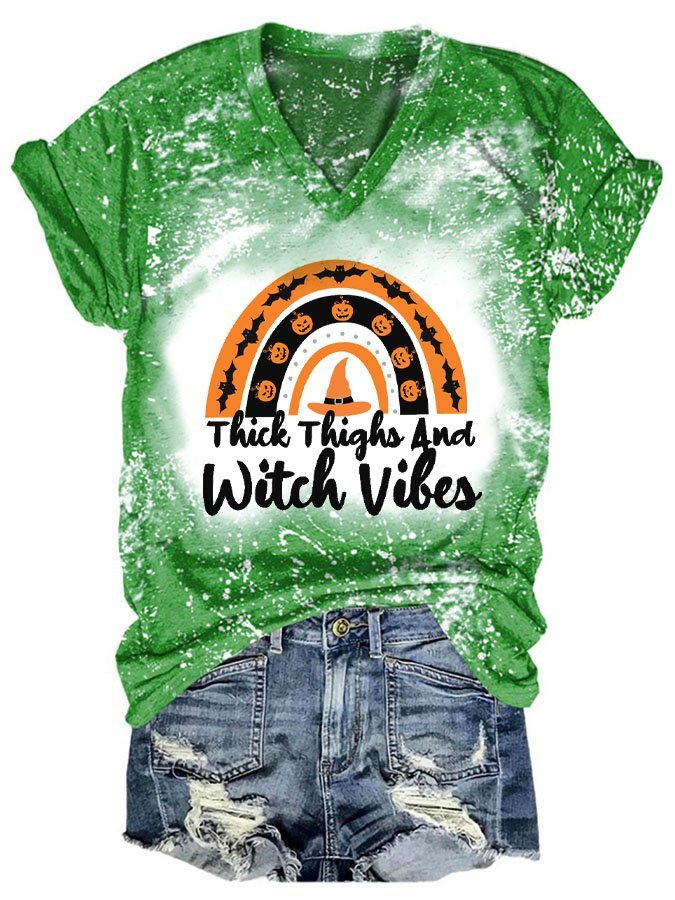 Thick Thighs Witch Vibes Print Casual T-Shirt
