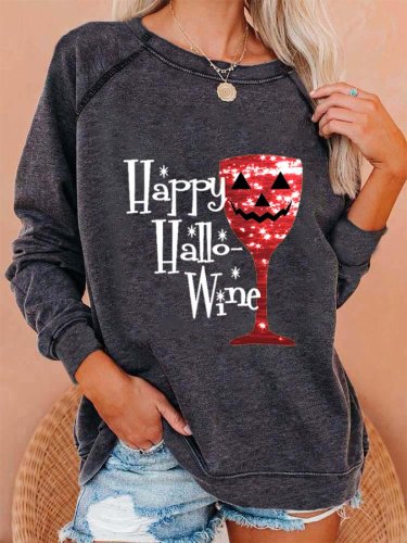 Women's Happy Hallowine Casual Sweatshirt