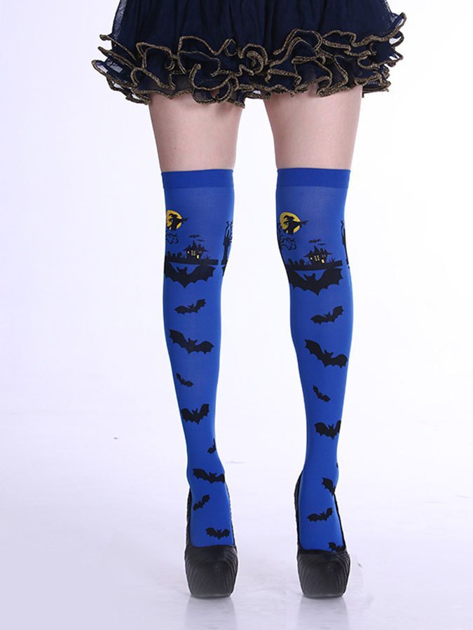 Halloween Print Socks Bat Print Stockings
