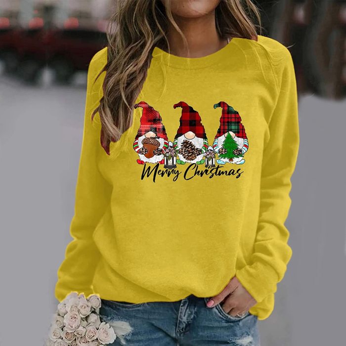 AMTF Merry Chirstmas Shirts for Womens 2021,Round Neck Pullover Lightweight Casual Loose Basic Fit Fall Top Sweatshirt