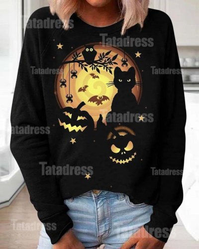 Halloween Print Loose Sweatshirt