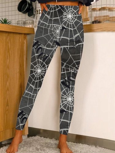Women's Halloween Spider Web Print Leggings